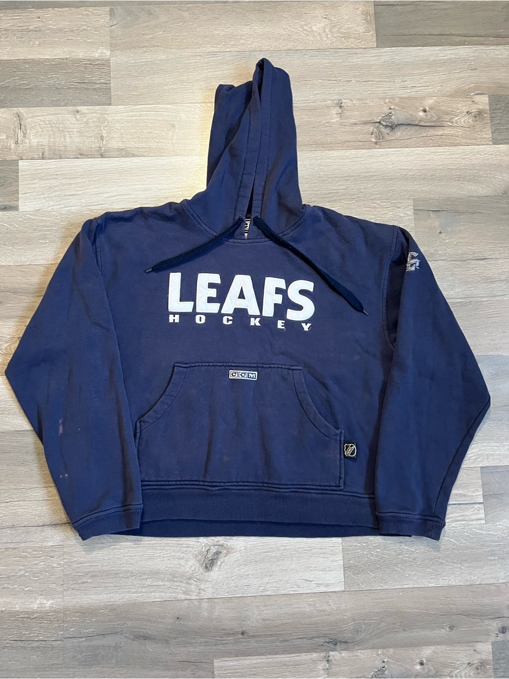 Vintage CCM Toronto Maple Leafs Hoodie Youth Large TML Blue Center Ice Flawed